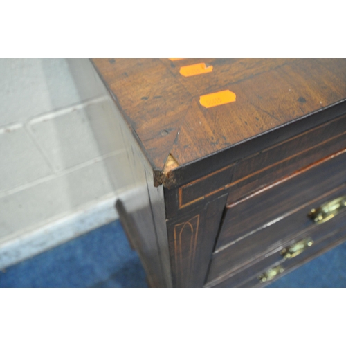 1330 - A GEORGIAN MAHOGANY CHEST OF TWO SHORT OVER THREE LONG DRAWERS, with ivory escutcheons, replacement ... 