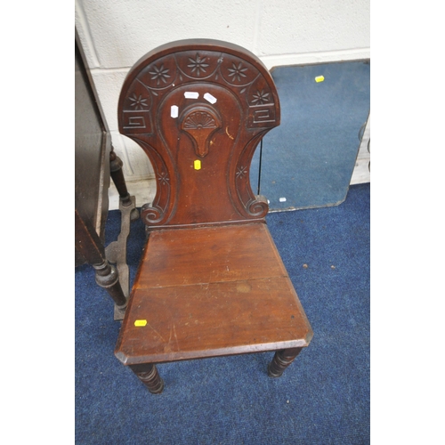 1342 - AN OAK CASED STONIA GRAMOPHONE, width 74cm x depth 50cm x height 94cm, a hall chair and four mirrors... 