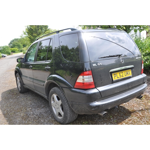 1001 - A 2002 MERCEDES ML55 AMG AUTO SUV CAR in black with 5439cc V8 petrol engine, automatic gearbox, firs... 