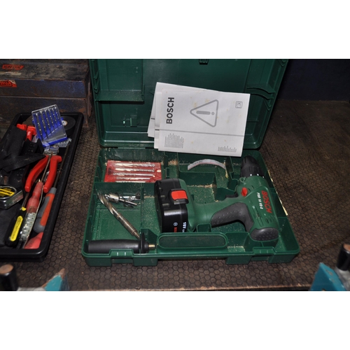 1059 - TWO TOOLBOXES CONTAINING TOOLS AND A  BOSCH PSB18 VE2 CORDLESS DRILL (PAT pass and working) includin... 