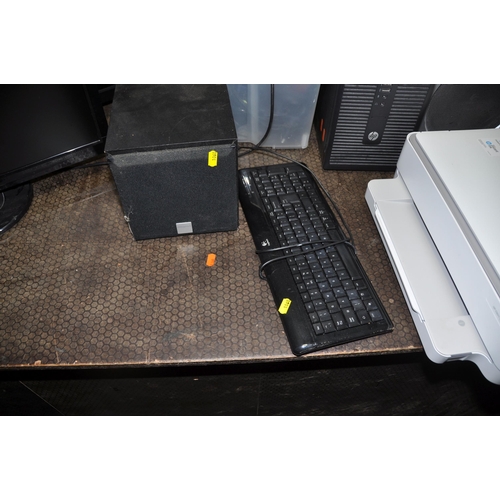 1060 - A COLLECTION OF COMPUTING EQUIPMENT including a HP 280G1 Business Tower, two View Sonic 24in monitor... 