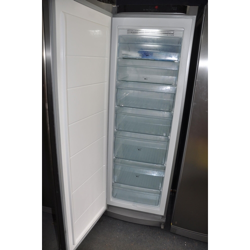 1068 - AN AEG A72900GNX0 LARDER FREEZER with stainless steel doors width 60cm depth 62cm height 180cm (PAT ... 