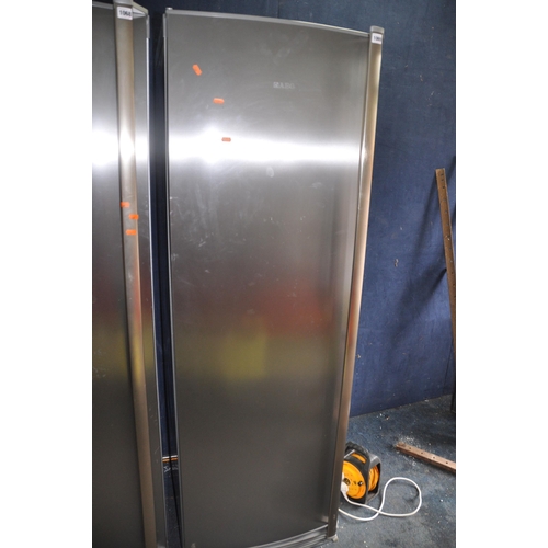 1069 - AN AEG A72900GNX0 LARDER FREEZER with stainless steel doors width 60cm depth 62cm height 180cm (PAT ... 