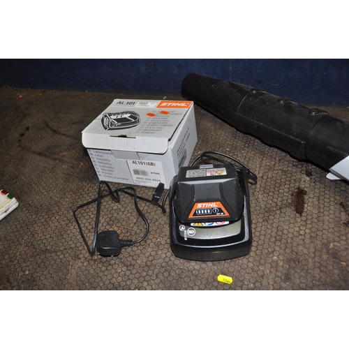 1071 - A STIHL BGA57 36V GARDEN BLOWER with two batteries and one boxed charger (PAT pass and working)