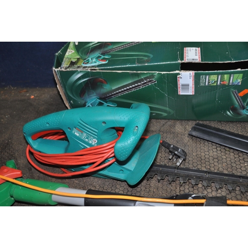 1078 - A SELECTION OF GARDENING ELECTRICALS including a Bosch AHS 45-16 240v hedge trimmer, a Garden line p... 