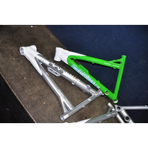 1079 - FIVE DIAMONDBACK LABELLED ALUMINIUM MOUNTAIN BIKE FRAMES