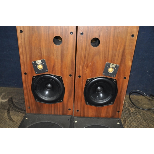 1102 - A PAIR OF VINTAGE MONITOR AUDIO MA4 HI FI SPEAKERS in teak cabinets (appears to be working order)