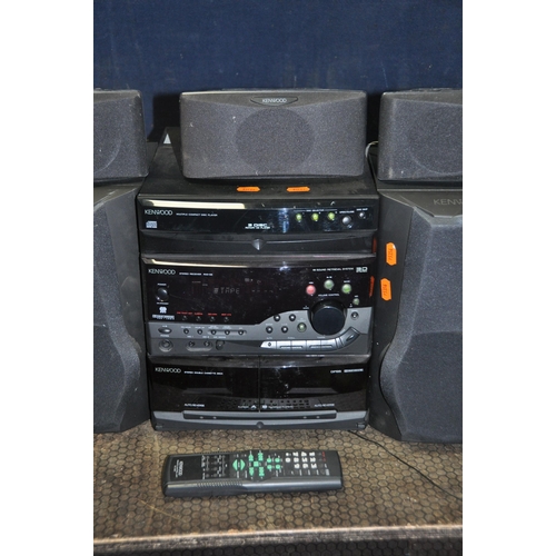 1104 - A KENWOOD RXD-G5 HIF FI with five matching speakers and remote (PAT pass and working apart from CD n... 