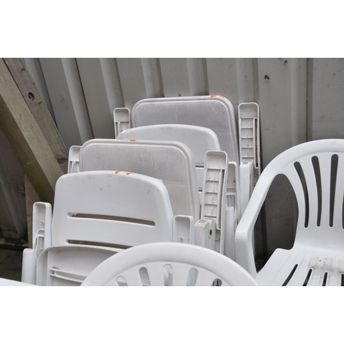 1026 - A LARGE COLLECTION OF PLASTIC GARDEN FURNITURE including a rectangular table 138cm long, two pairs o... 