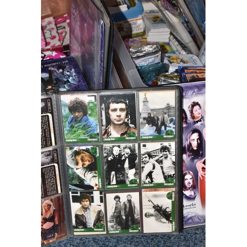 467 - FOUR BOXES OF TRADING CARDS, to include autographed cards: James Pickens Jr, Nicholas Lea, Bruce Har... 