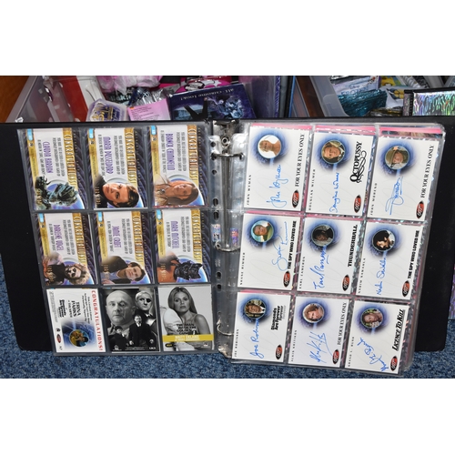 467 - FOUR BOXES OF TRADING CARDS, to include autographed cards: James Pickens Jr, Nicholas Lea, Bruce Har... 