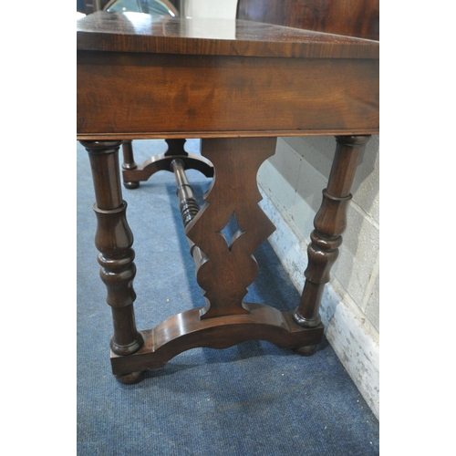 1203 - A VICTORIAN MAHOGANY SIDE TABLE, with a raised back, a single frieze drawers and two dummy drawer, r... 