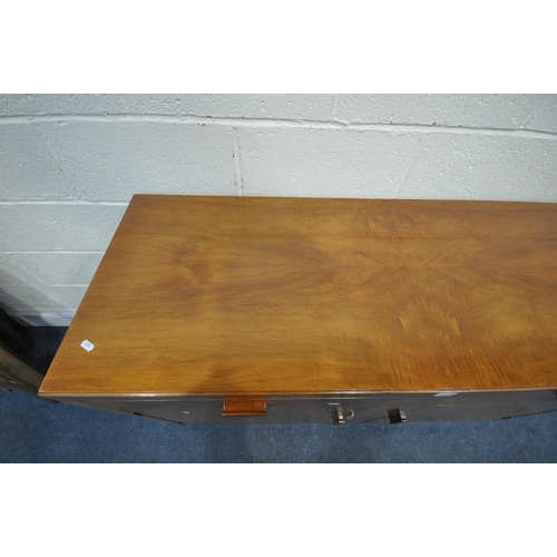 1238 - A LATE 20TH CENTURY WALNUT SIDEBOARD, fitted with two drawers, above double cupboard doors, width 13... 