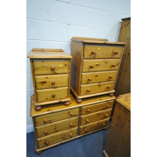 1254 - A SELECTION OF PINE OCCASIONAL FURNITURE, to include a double door wardrobe, with two drawers, width... 