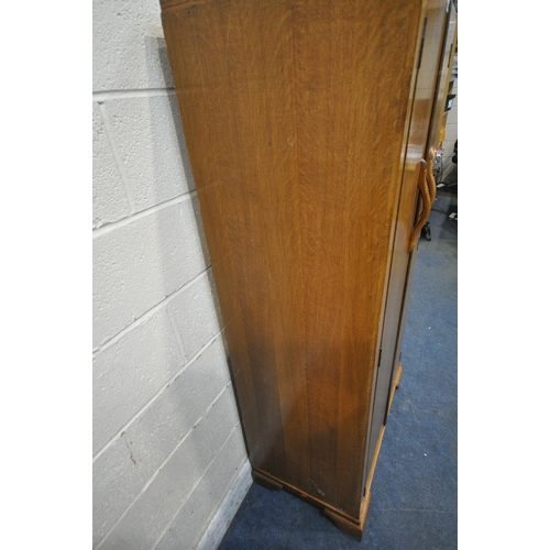 1265 - A 20TH CENTURY OAK DOUBLE DOOR WARDROBE, width 86cm x depth 48cm x height 166cm (condition report: m... 