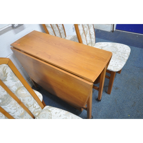 1276 - A MODERN DROP LEAF TABLE, with a door to each end, along with a set of four chairs (condition report... 