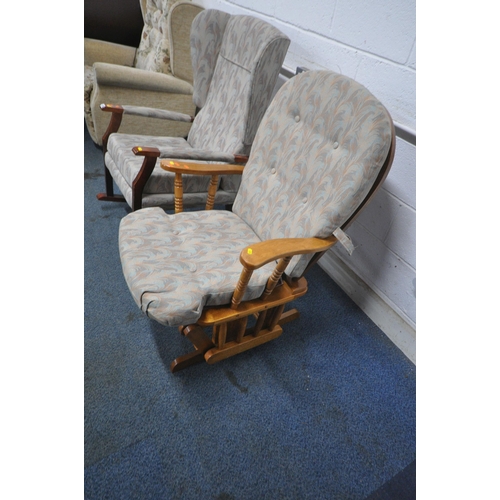 1279 - TWO ROCKING CHAIRS, of different styles, shapes and upholstery (condition report: general signs of u... 