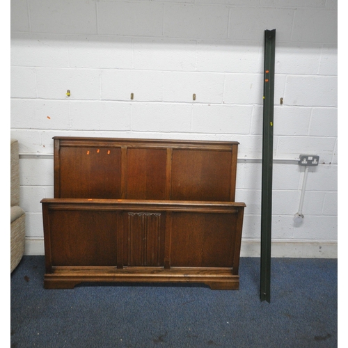 1285 - A 20TH CENTURY OAK FOUR PIECE BEDROOM SUITE, comprising a double door wardrobe, width 130cm x depth ... 