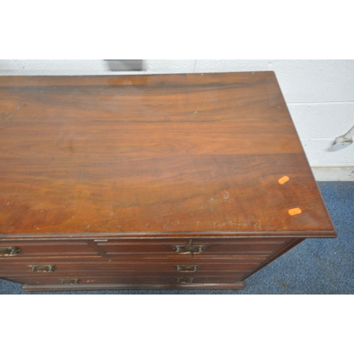 1289 - AN EARLY 20TH CENTURY MAHOGANY CHEST OF TWO SHORT OVER TWO LONG DRAWERS, width 107cm x depth 54cm x ... 