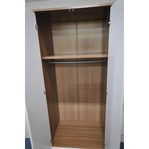 1320 - A MODERN DOUBLE DOOR WARDROBE, with two drawers, width 71cm x depth 53cm x height 196cm (condition r... 