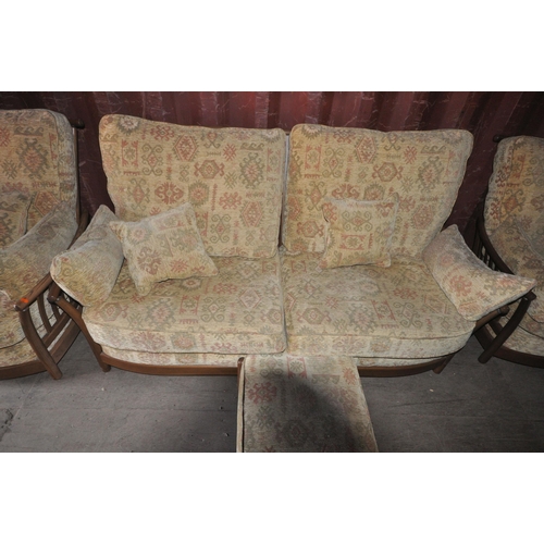 1337 - LUCIAN ERCOLANI, A MID CENTURY GOLDEN DAWN FOUR PIECE SUITE, comprising a two seater sofa 198cm x de... 