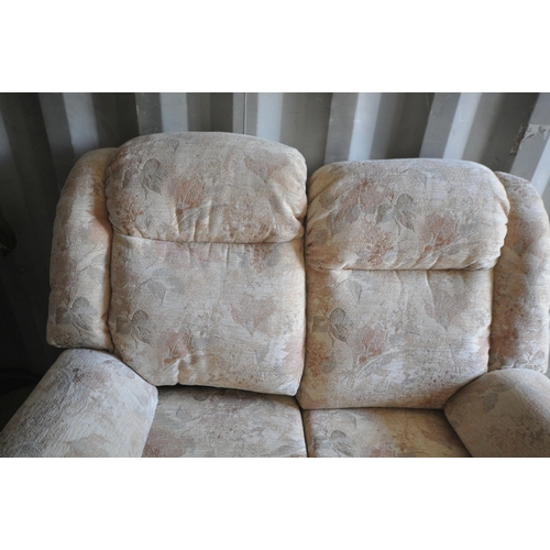 1341 - A G PLAN BEIGE AND FLORAL UPHOLSTERED TWO SEATER SOFA, length 141cm x depth 91cm x height 107cm (con... 