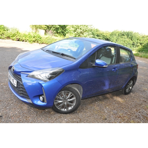 1001 - A 2017 TOYOTA YARIS FIVE DOOR HATCHBACK CAR in metallic blue 1496cc VVT-iE petrol engine, 6 speed ma... 