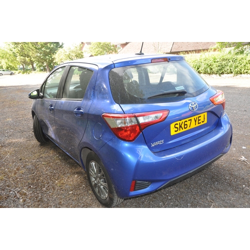 1001 - A 2017 TOYOTA YARIS FIVE DOOR HATCHBACK CAR in metallic blue 1496cc VVT-iE petrol engine, 6 speed ma... 