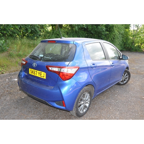 1001 - A 2017 TOYOTA YARIS FIVE DOOR HATCHBACK CAR in metallic blue 1496cc VVT-iE petrol engine, 6 speed ma... 