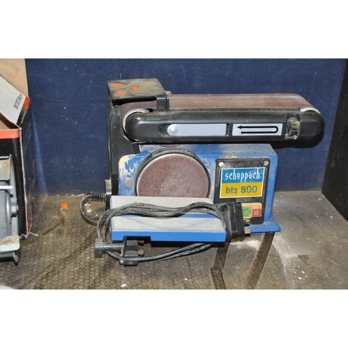 1068 - A WORX WX14DD 14.4V DRILL with case, two batteries and charger, an SIP bench grinder with polishing ... 