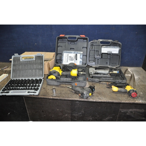 1069 - A COLLECTION OF AIR TOOLS comprising of a Clarke Coil Nailer in box, a Dakota brad nailer in case, a... 