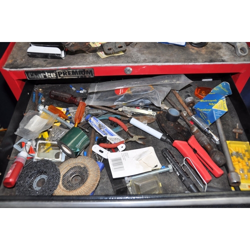 1072 - A CLARKE PREMIUM MECHANICS TOOL CHEST with seven drawers containing automotive tools and parts (see ... 