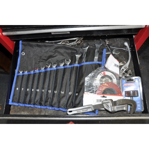 1072 - A CLARKE PREMIUM MECHANICS TOOL CHEST with seven drawers containing automotive tools and parts (see ... 