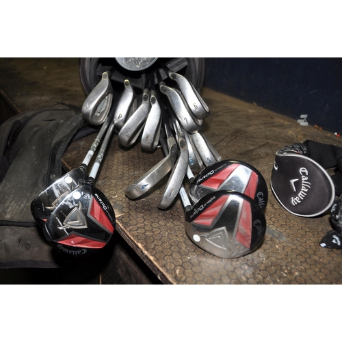 1107 - A TAYLOR MADE GOLF BAG CONTAINING CALLAWAY CLUBS including Diablo  Octane 3,5,7and 9 drivers, Big Be... 