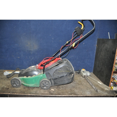 1120 - A TITAN POLE HEDGE TRIMMER and a lawn mower with grass box (both PAT pass and working)