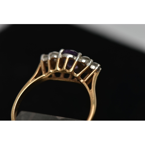 30 - AN ASSORTMENT OF JEWELLERY, to include an amethyst and cubic zirconia ring, hallmarked 9ct Birmingha... 