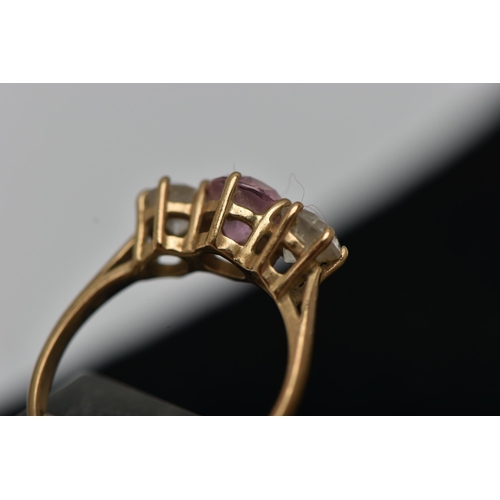 30 - AN ASSORTMENT OF JEWELLERY, to include an amethyst and cubic zirconia ring, hallmarked 9ct Birmingha... 