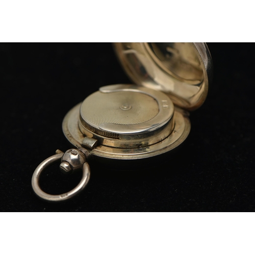 57 - A GEORGE V SILVER SOVEREIGN CASE, circular form case with an engine turned pattern and vacant cartou... 