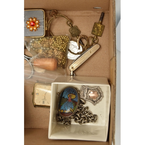 106 - A SELECTION OF JEWELLERY, WATCHES ETC, to include an open face pocket watch, stamped 0.935, a silver... 