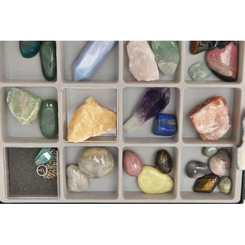 107 - A LARGE ASSORTMENT OF MINERAL SPECIMENS, to include a amethyst geode, a small citirine geode, polish... 