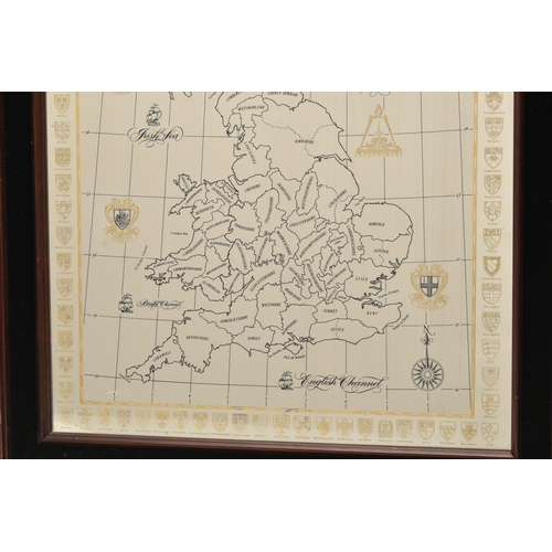 125 - A LARGE FRAMED DANBURY MINT 'THE SILVER MAP OF GREAT BRITAIN', displaying Britain with gilt detailed... 