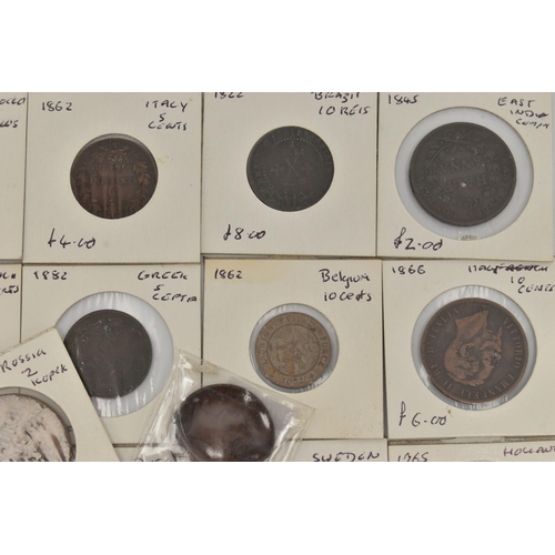 135 - A SIERRA LEONE 1796 RARE ONE CENT BRONZE COIN, mintage 50,000 together with a quantity of Itemised w... 