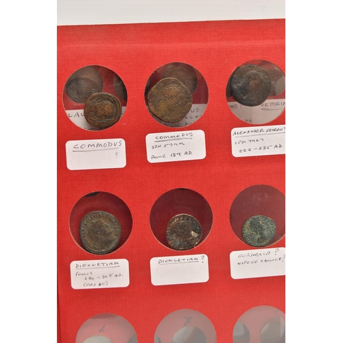 141 - A COIN ALBUM CONTAINING ROMAN  SILVER, BRONZE, BRASS, COPPER COINAGE, to include Silver Denarius Ves... 