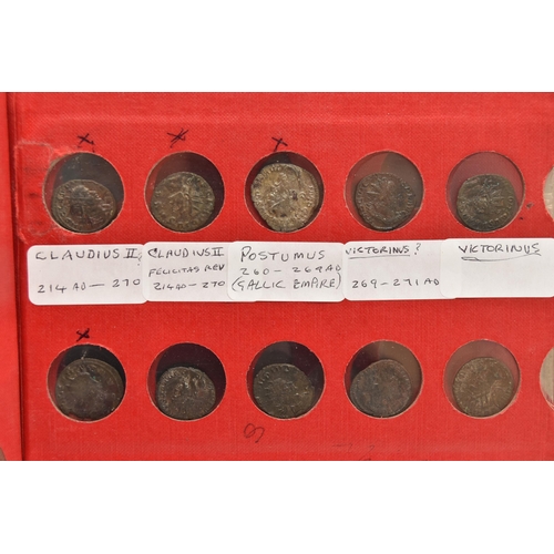 141 - A COIN ALBUM CONTAINING ROMAN  SILVER, BRONZE, BRASS, COPPER COINAGE, to include Silver Denarius Ves... 