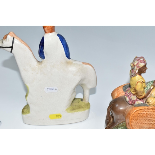 303 - A GROUP OF ANIMAL THEMED FIGURES, comprising a Beswick 'Susie Jamaica' 1347, a flatback Staffordshir... 