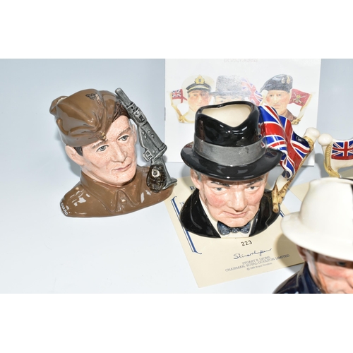 304 - SIX ROYAL DOULTON LIMITED EDITION CHARACTER JUGS, comprising a set of three 'The Heroic Leaders' Sir... 