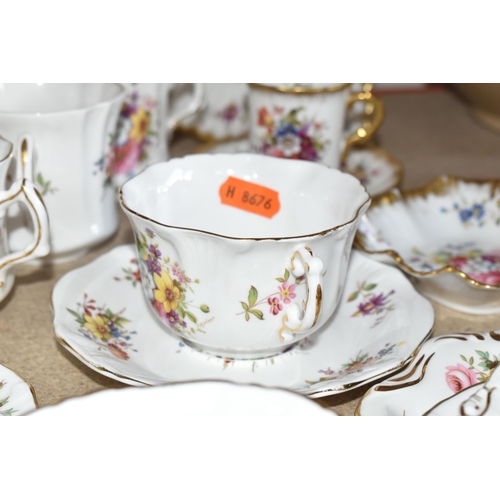 334 - A GROUP OF HAMMERSLEY 'HOWARD SPRAYS' PATTERN TEAWARE, comprising a two handled loving cup, five tea... 