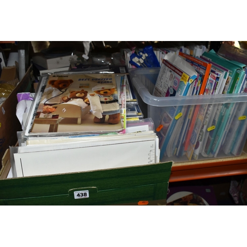 438 - TWO BOXES OF CARDS, KNITTING PATTERNS AND PAPERCRAFT MAGAZINES, to include 'Tattered Lace', 'Creativ... 