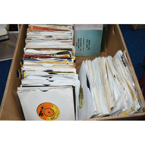 440 - ONE BOX AND ONE CASE OF L.P AND SINGLE RECORDS, approximately two hundred single 45rpm vinyl records... 