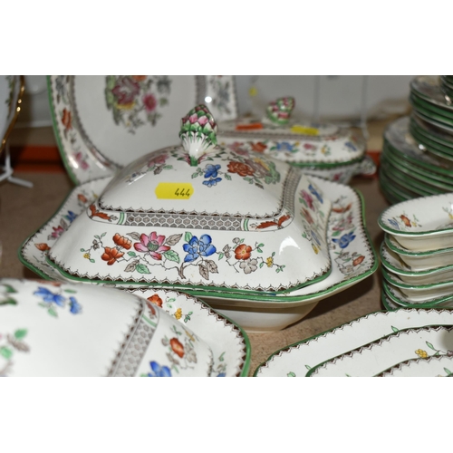 444 - A THIRTY NINE PIECE COPELAND SPODE CHINESE ROSE DINNER SET to include two square lidded tureens, an ... 